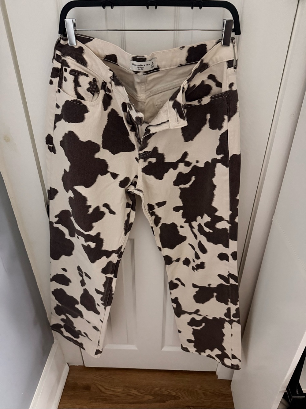 Abercrombie & Fitch Cow Print Jeans in Brown and Cream